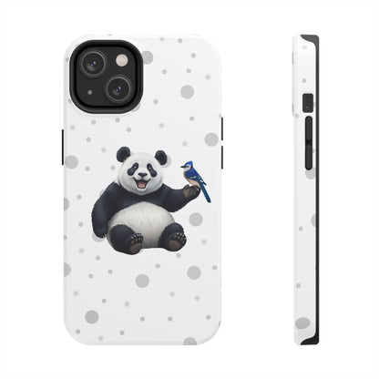 Cute Panda Bear with a Blue Jay Animal iPhone Case - Dual-Layer PC/TPU Protective Cover for iPhone