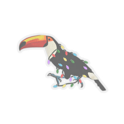 Toucan with Fairy Lights and Santa Claus Hat Christmas Bird Sticker