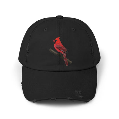 Northern Cardinal Bird Art Distressed Cap