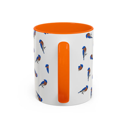 Bluebird All-Over Pattern Accent Mug | Colorful Bird Lover Gift for Birdwatchers