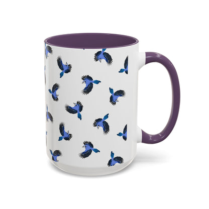 Blue Jay All-Over Pattern Accent Mug | Colorful Bird Lover Gift for Birdwatchers