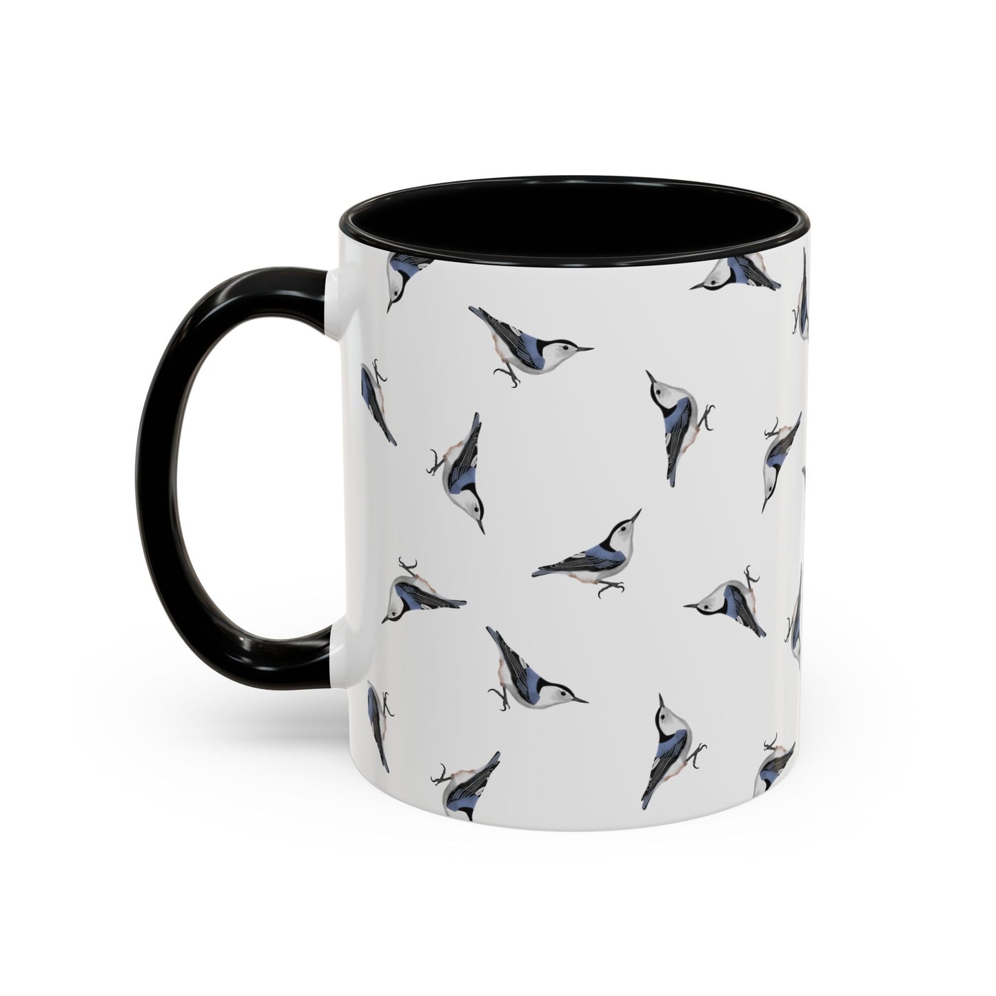 Nuthatch All-Over Pattern Accent Mug | Colorful Bird Lover Gift for Birdwatchers