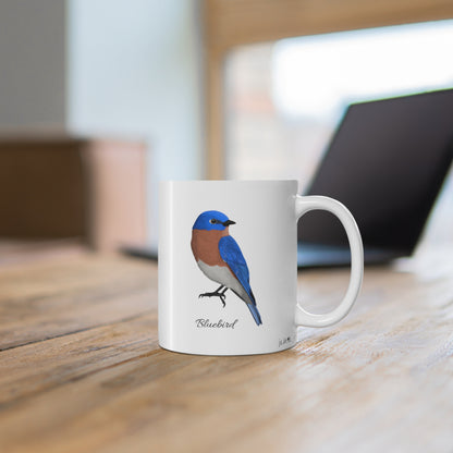 Bluebird Bird Ceramic Mug Birdwatcher White