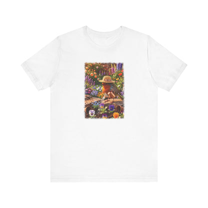 Robin Rosi Watering Flowers T-Shirt for Bird Lovers