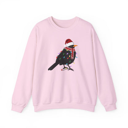 Blackbird with Fairy Lights Santa Claus Christmas Bird Sweatshirt