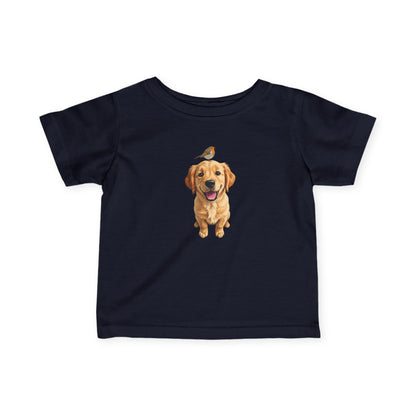 Golden Retriever mit Rotkehlchen Baby T-Shirt