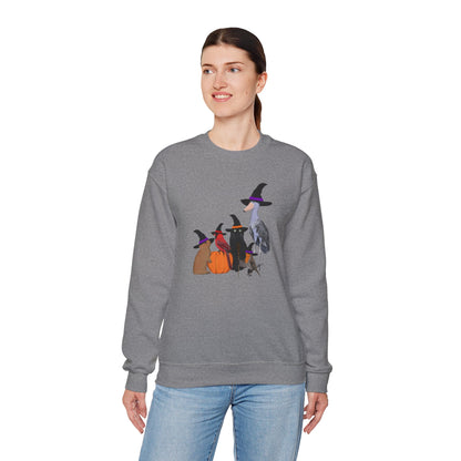 Robin Shoebill Cardinal Rabbit with Cat Happy Halloween Birds Sweatshirt