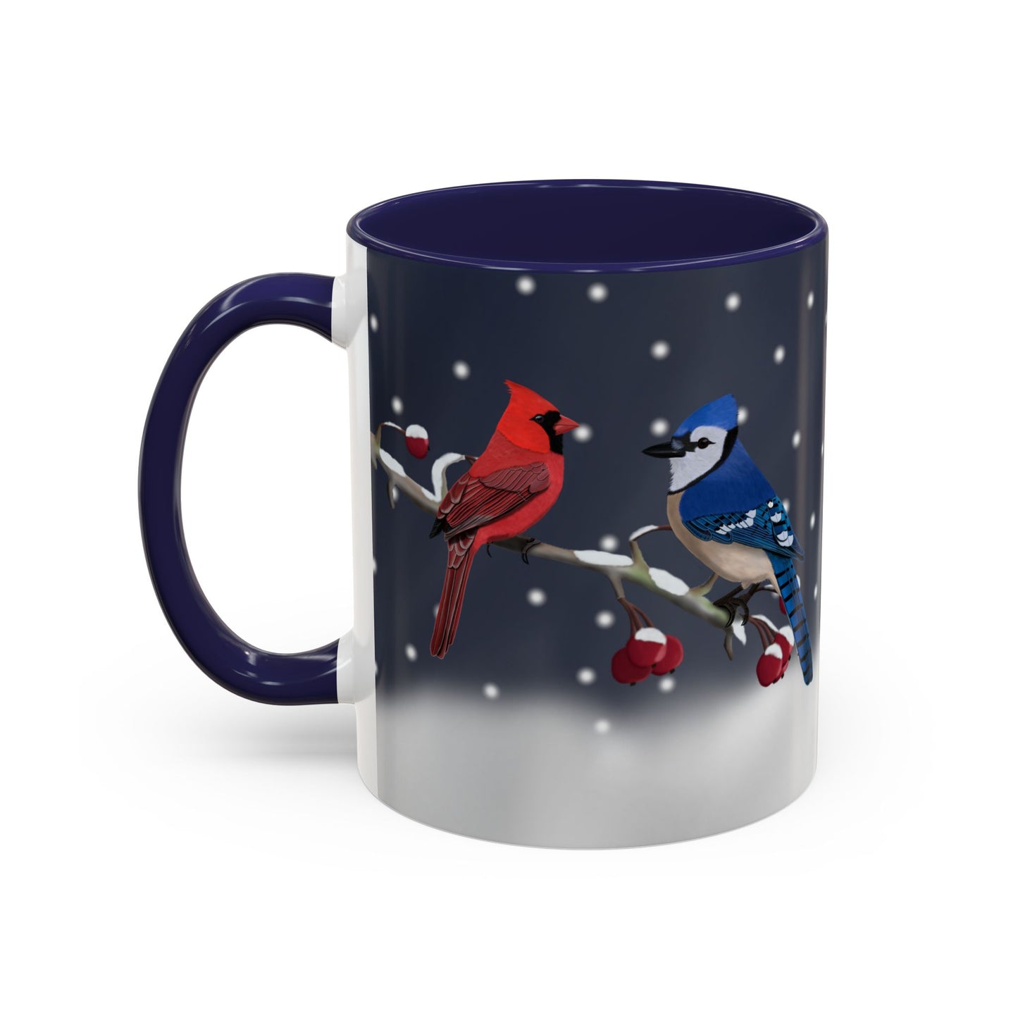 Blue Jay and Cardinal Bird Coffee Mug | Ceramic Christmas Gift for Bird Lovers