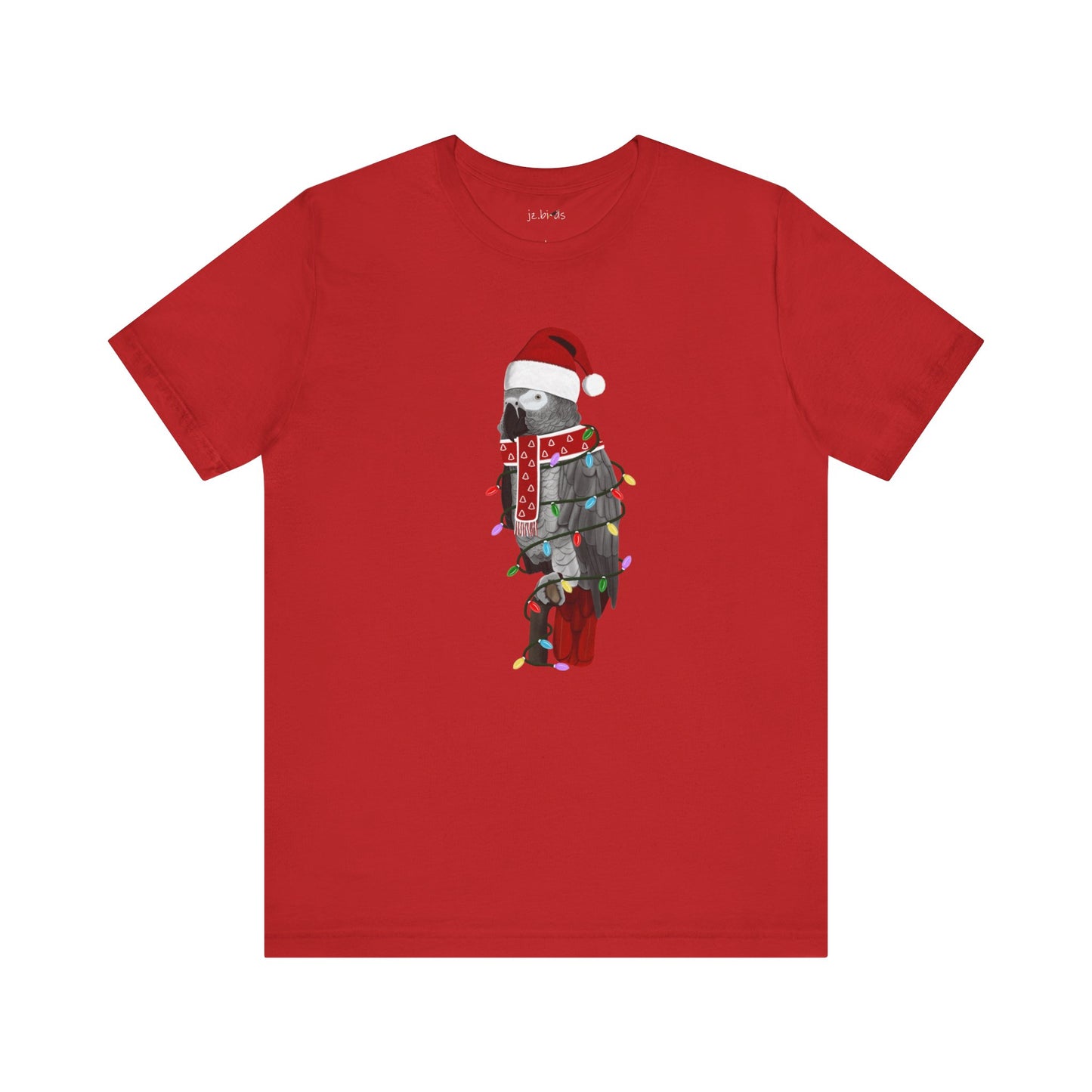 Grey Parrot with Fairy Lights Christmas Bird T-Shirt