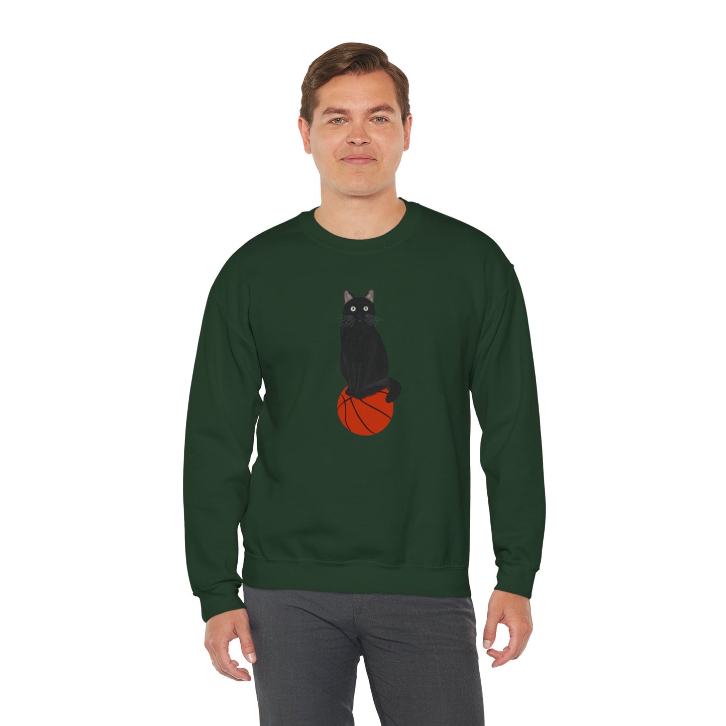 Black Cat with Basketball Cat Lover Sweatshirt