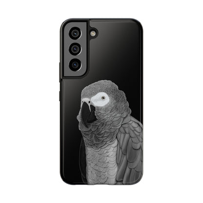 Grey Parrot Bird Art Tough Phone Case Black
