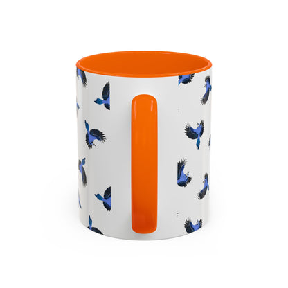 Blue Jay All-Over Pattern Accent Mug | Colorful Bird Lover Gift for Birdwatchers