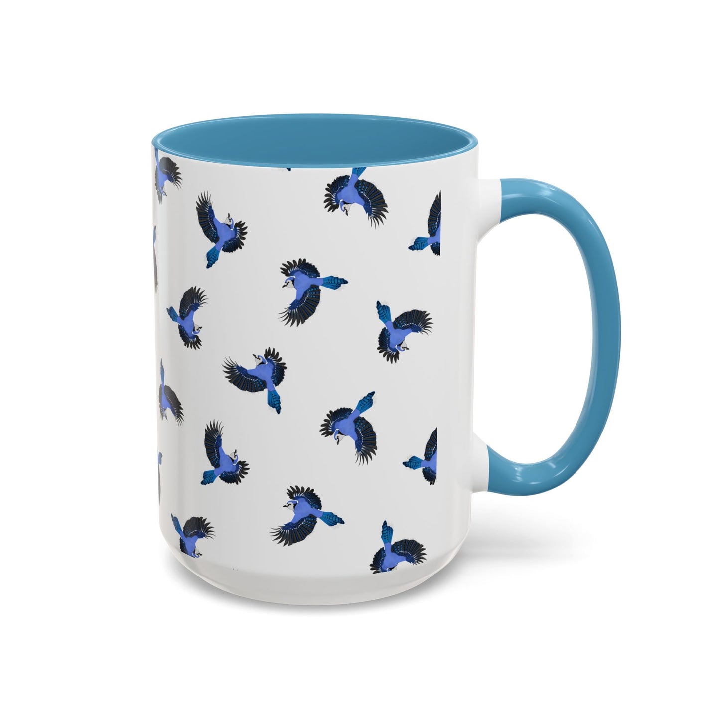 Blue Jay All-Over Pattern Accent Mug | Colorful Bird Lover Gift for Birdwatchers