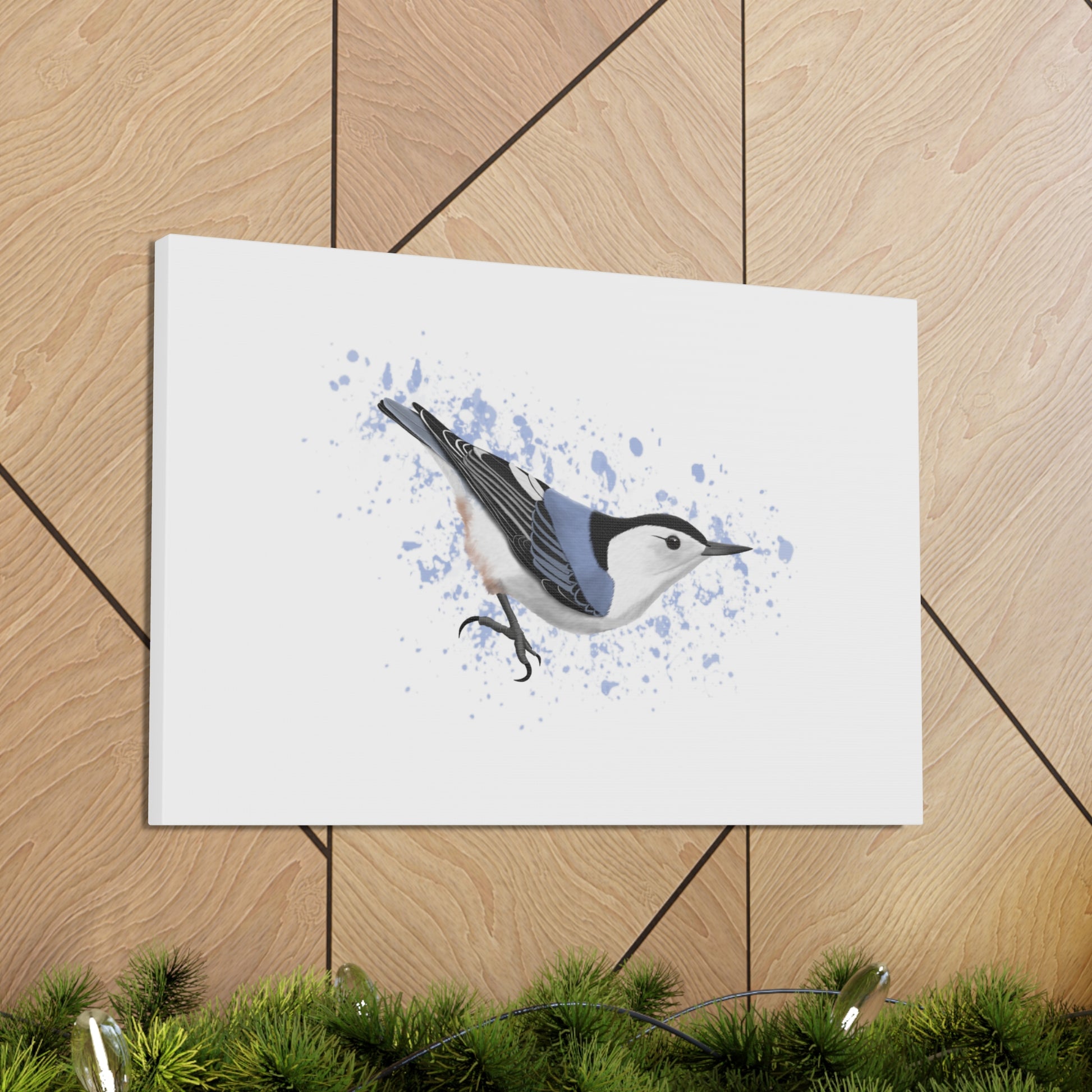 Nuthatch Bird Canvas Gallery Wrap White - jz.birds