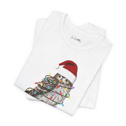 Owl with Fairy Lights Christmas Bird T-Shirt