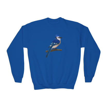 Blue Jay Bird Birdwatching Youth Crewneck Sweatshirt