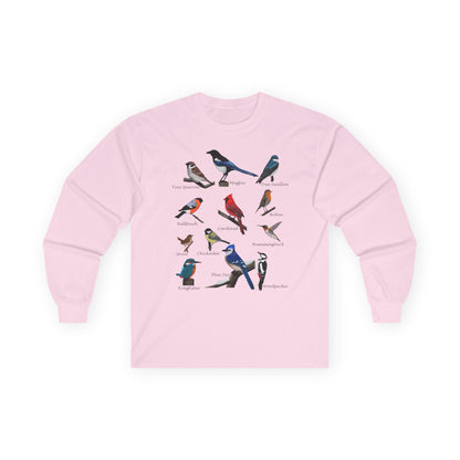 Blue Jay Cardinal Robin Hummingbird Birdwatching Cotton Long Sleeve T-Shirt