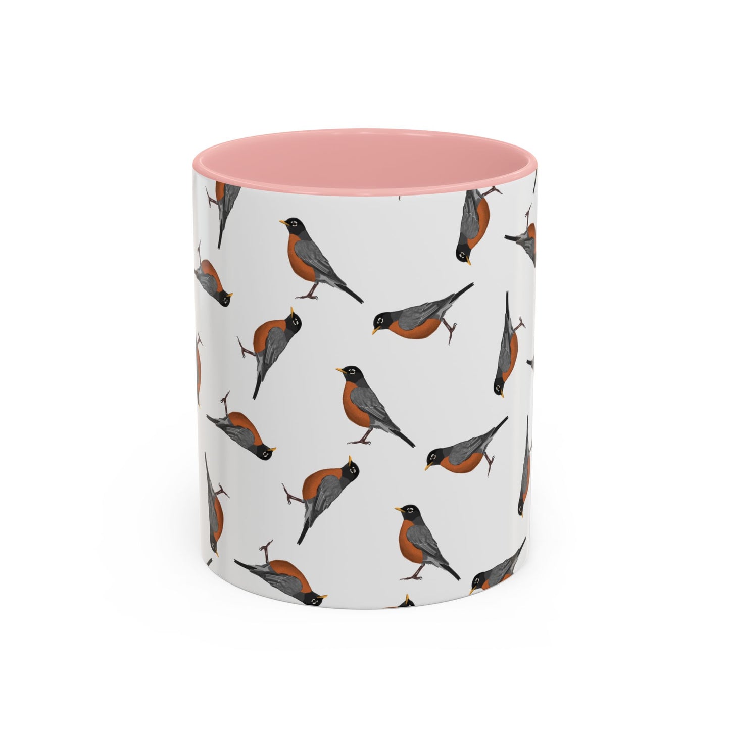 American Robin All-Over Pattern Accent Mug | Colorful Bird Lover Gift for Birdwatchers