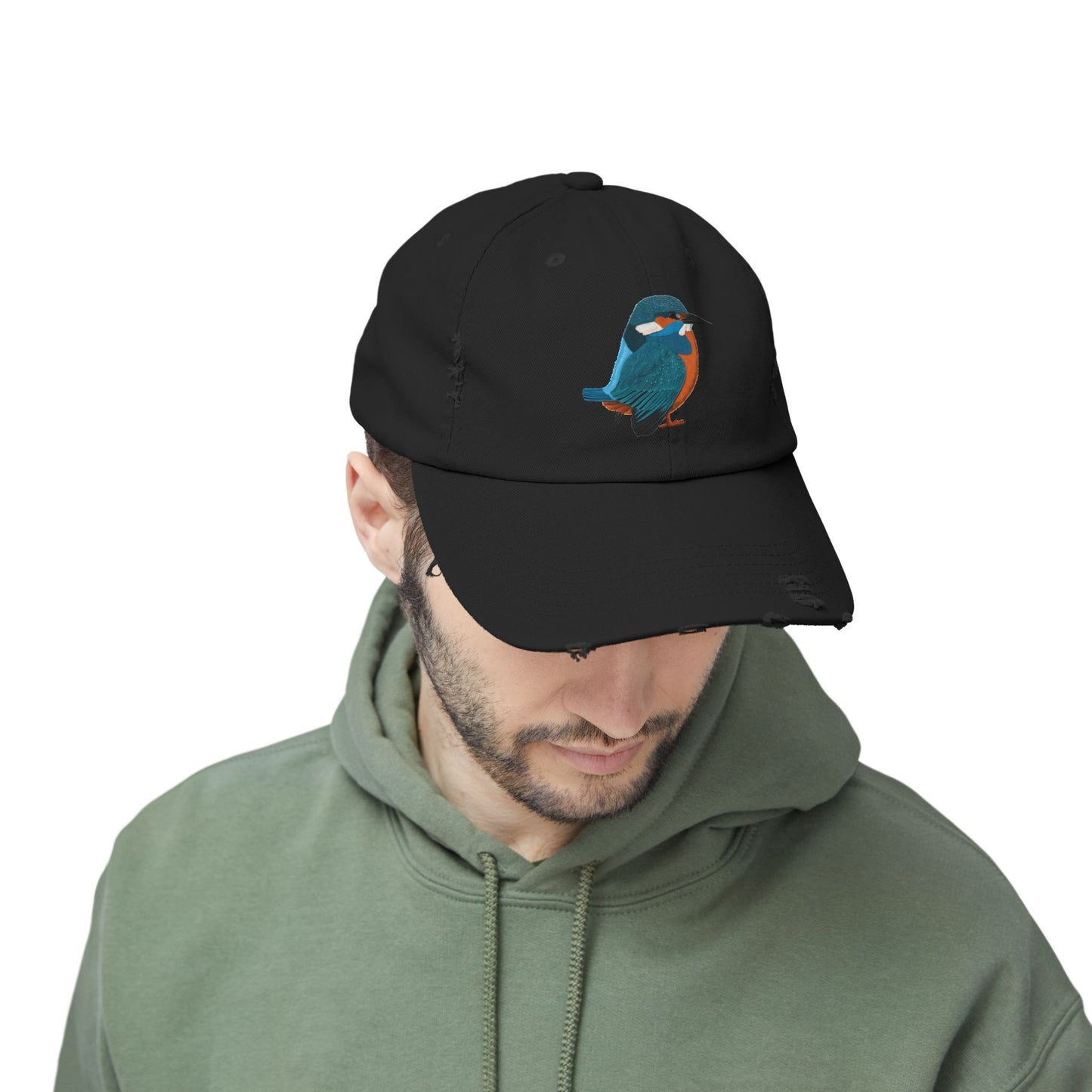 Kingfisher Bird Art Distressed Cap