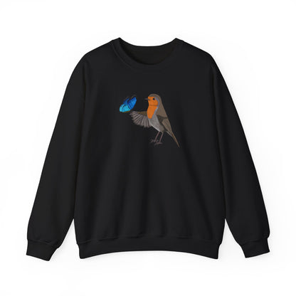 Robin with Butterfly Bird Birding & Birdwatching Sweatshirt