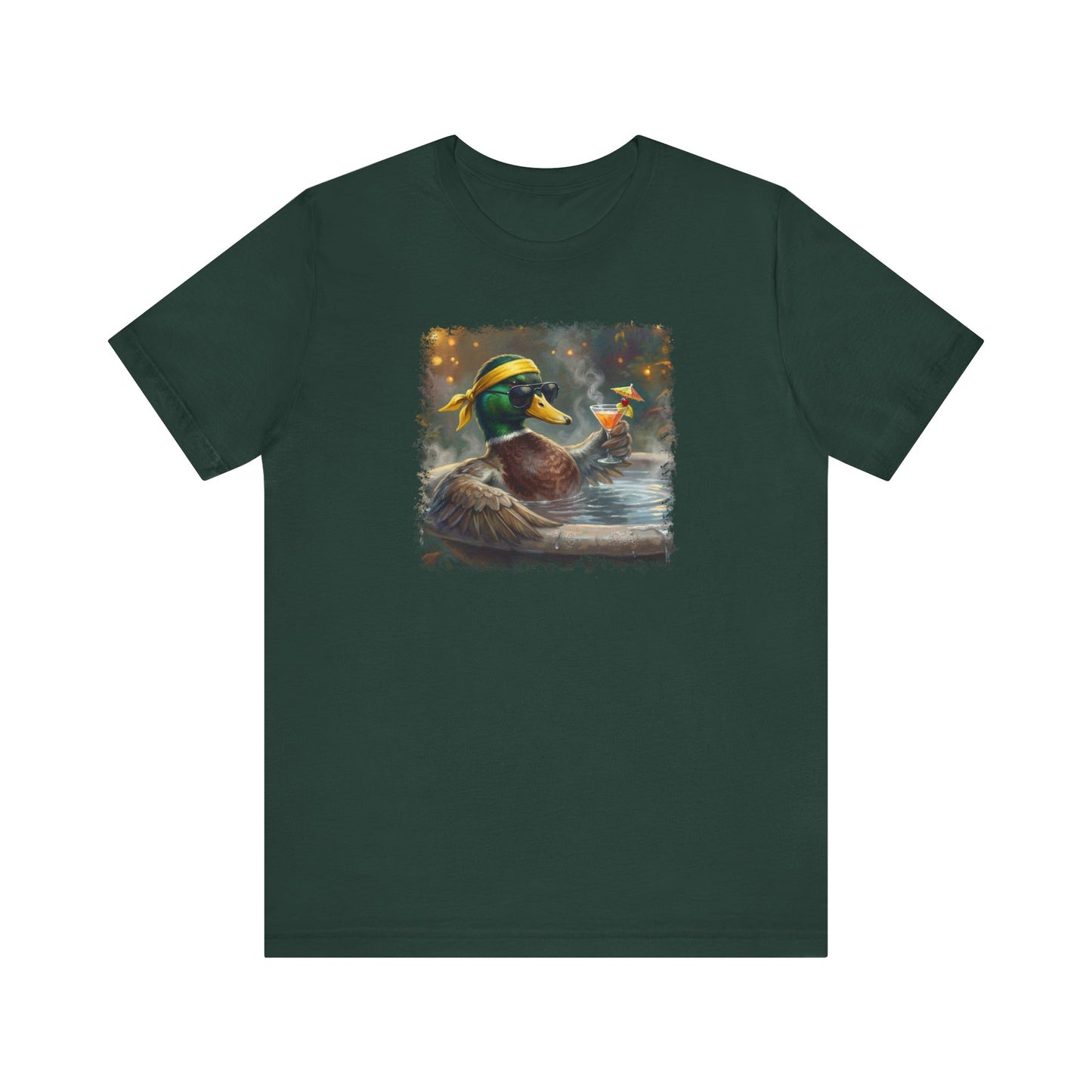 Funny Mallard T-Shirt | Bird with Sunglasses & Drink | Unisex Summer Tee