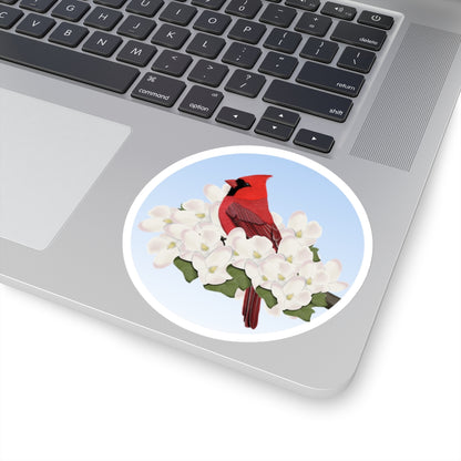 Cardinal Spring Apple Blossoms Bird Sticker
