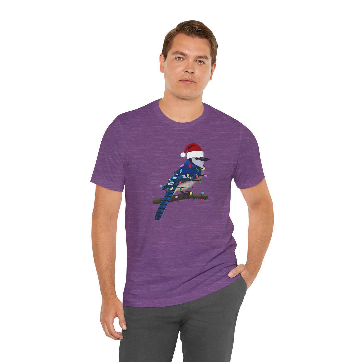 Blue Jay with Fairy Lights Christmas Bird T-Shirt