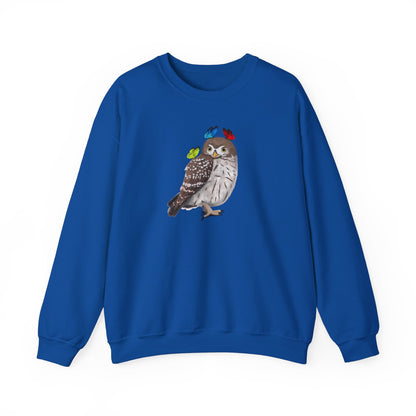 Little Owl with Butterflies Bird Birding & Birdwatching Sweatshirt