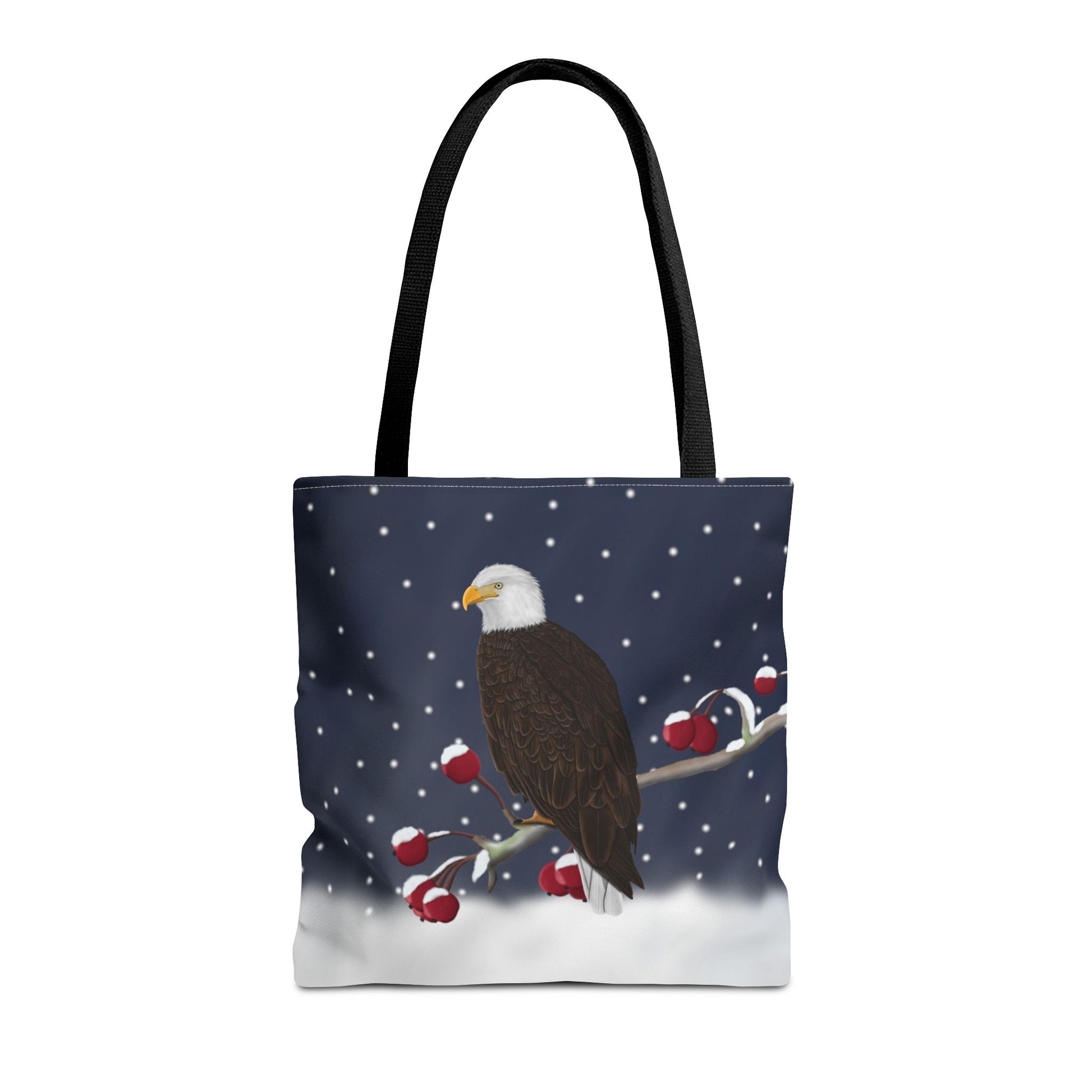 Bald Eagle on a Winter Branch Christmas Bird Tote Bag 16"x16"