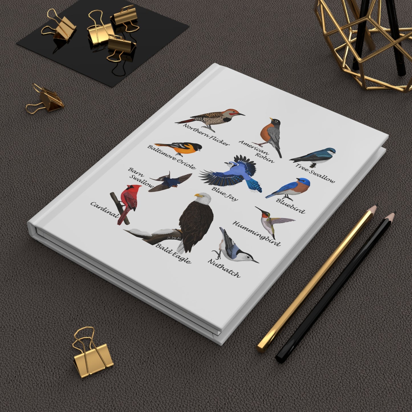 Garden Birds Blue Jay Cardinal Hummingbird Oriole Bird Hardcover Journal 5.75"x8"