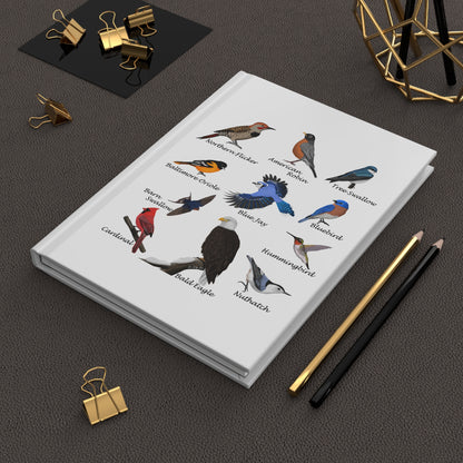 Garden Birds Blue Jay Cardinal Hummingbird Oriole Bird Hardcover Journal 5.75"x8"