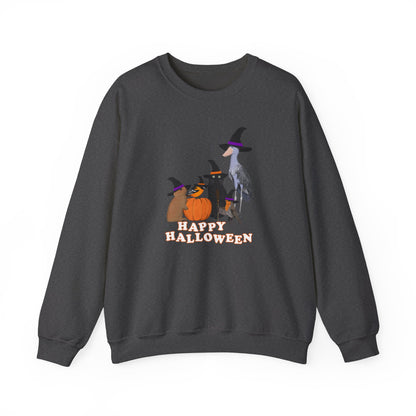 Robin Shoebill Oriole Rabbit with Cat Happy Halloween Birds Sweatshirt