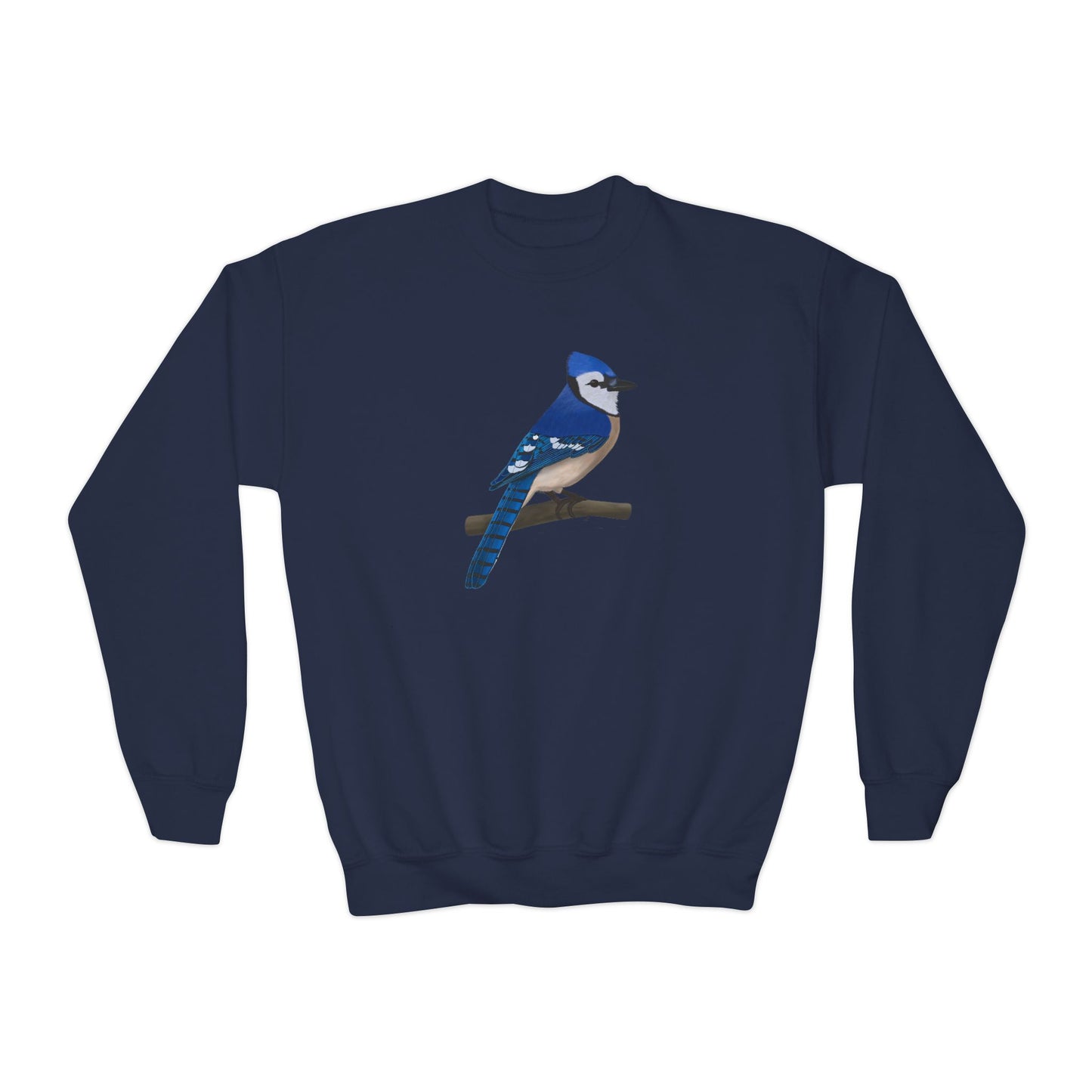 Blue Jay Bird Birdwatching Youth Crewneck Sweatshirt