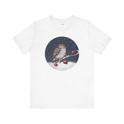 Owl on a Winter Branch Birdwatcher Christmas Bird T-Shirt