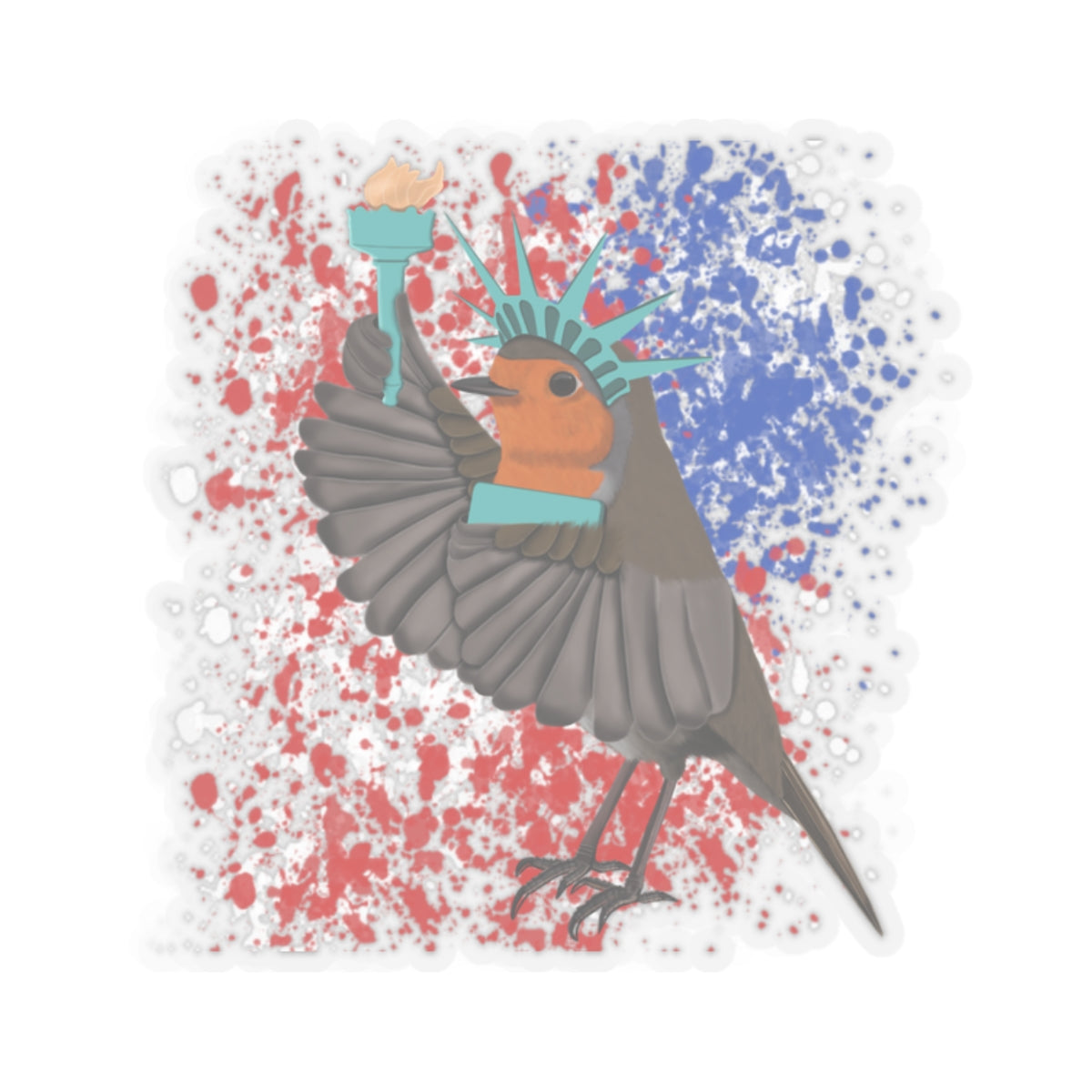 Robin 4th of July Independence Day Statue of Liberty Bird Sticker