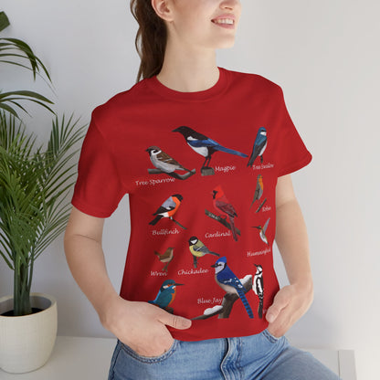 Garden Birds Blue Jay Cardinal Robin Chickadee Birding & Birdwatching Bird T-Shirt