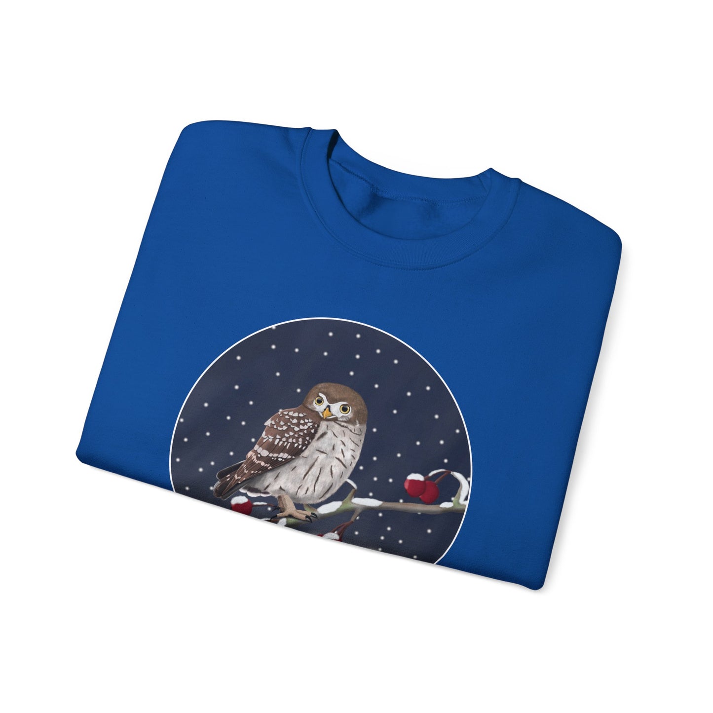 Owl on a Winter Branch Birdwatcher Christmas Bird Sweatshirt