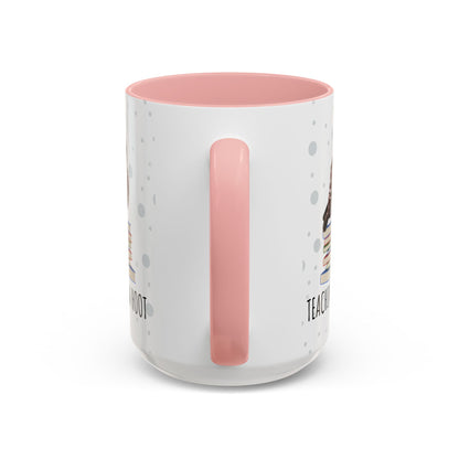 Cute Owl on Books Teacher Mug – Teaching is a Hoot – Two-Tone Classroom Coffee Cup