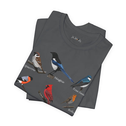 Garden Birds Blue Jay Cardinal Robin Chickadee Birding & Birdwatching Bird T-Shirt