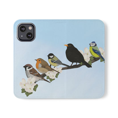 Garden Bird Blackbird Sparrow Chickadee Phone Flip Case