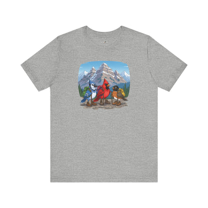 Birds Hiking T-Shirt Funny Cardinal Blue Jay Robin on a Hike Bird Watcher Bird Lover