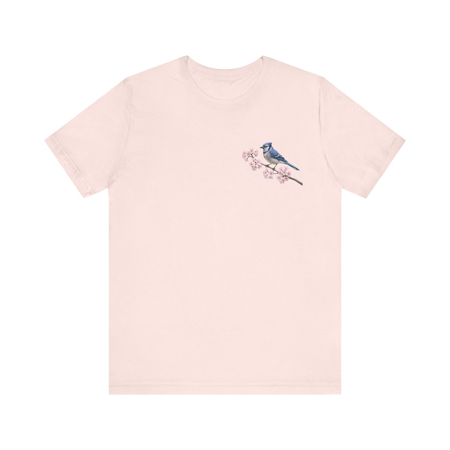 Blue Jay Cherry Blossom T-Shirt | Floral Spring Tee for Bird Lovers