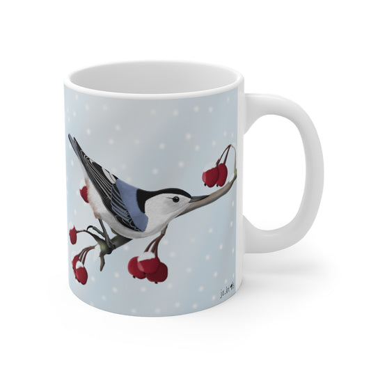 Nuthatch Winter Bird Ceramic Mug 11oz