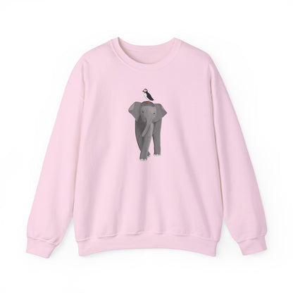 Elephant with Puffin Bird Birding & Birdwatching Sweatshirt