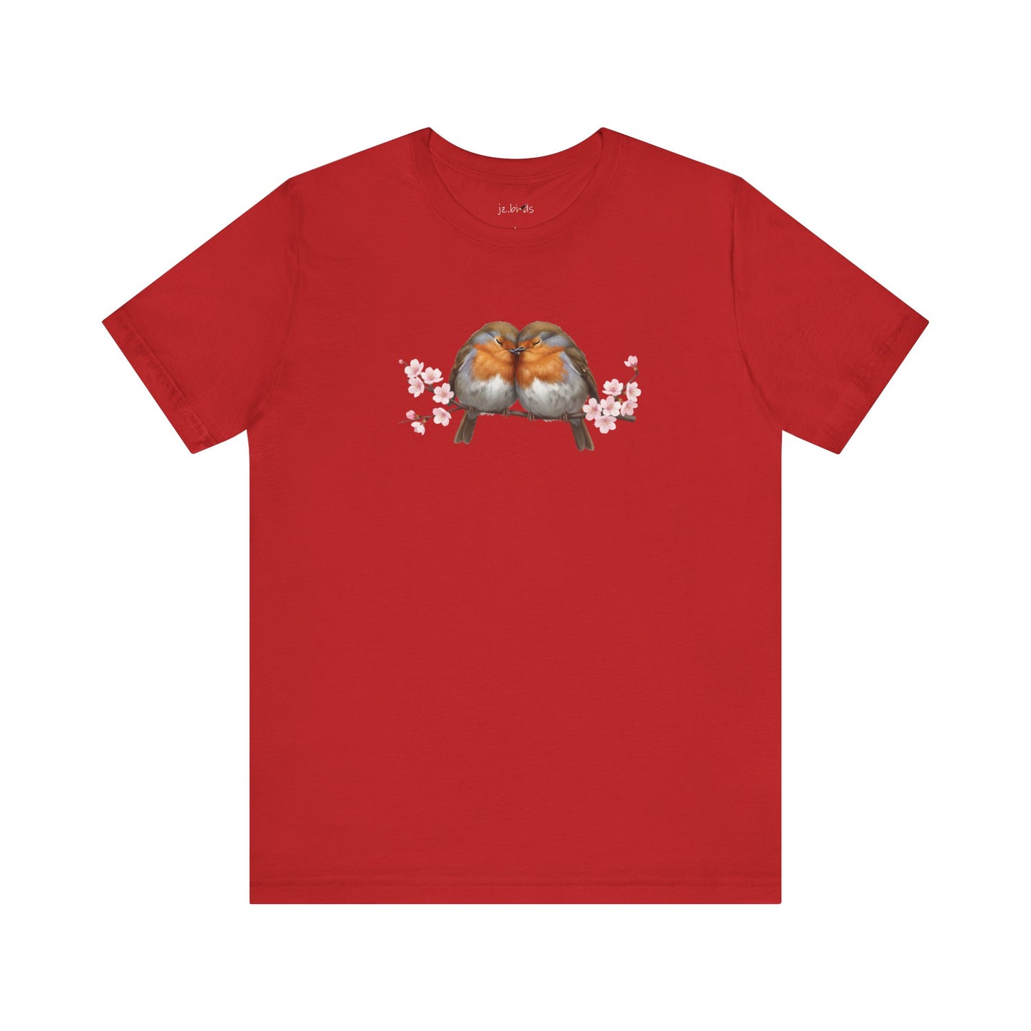 "Lovebirds" Robins T-Shirt – Floral Bird Lover Gift for Valentine's Day