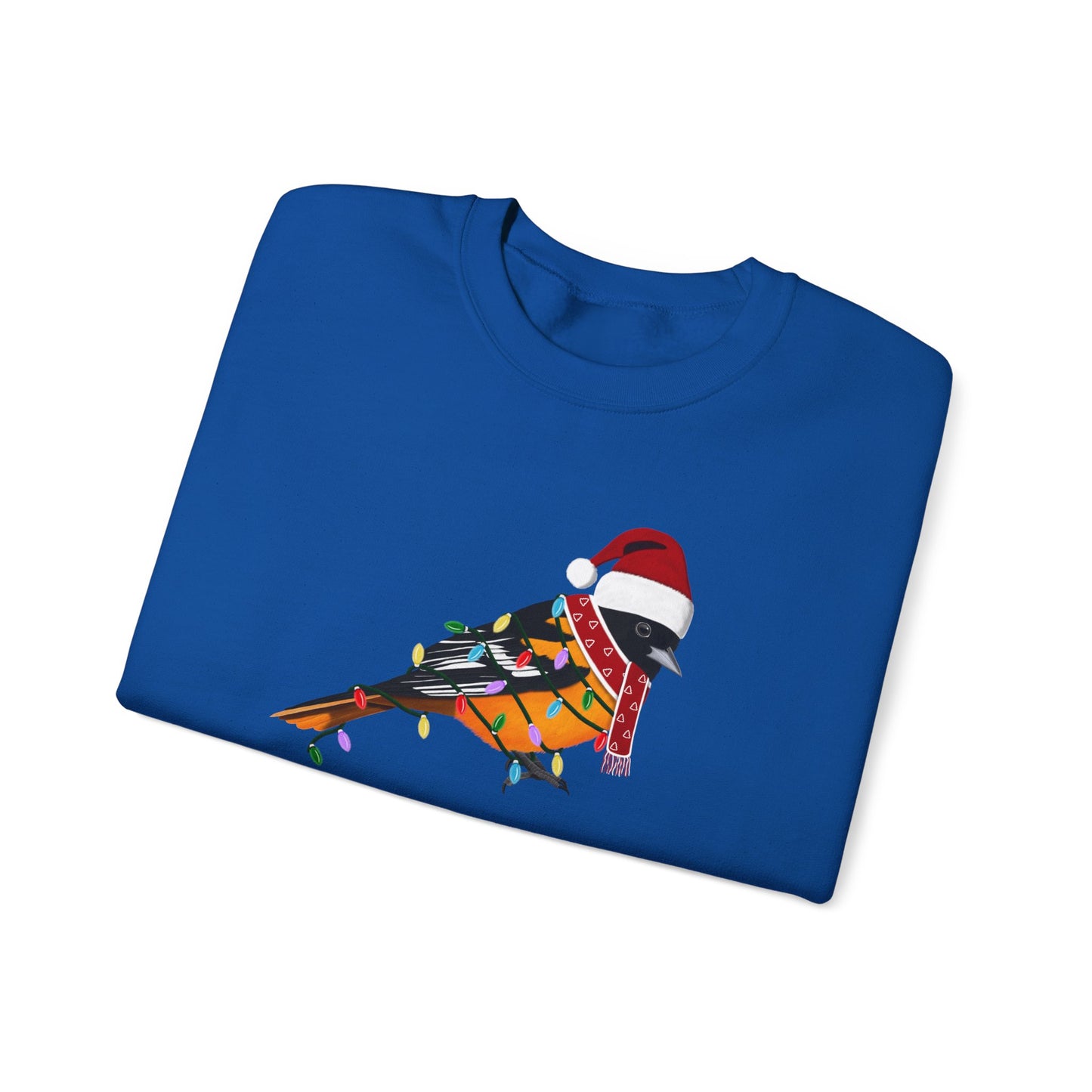 Baltimore Oriole with Fairy Lights Santa Claus Christmas Bird Sweatshirt