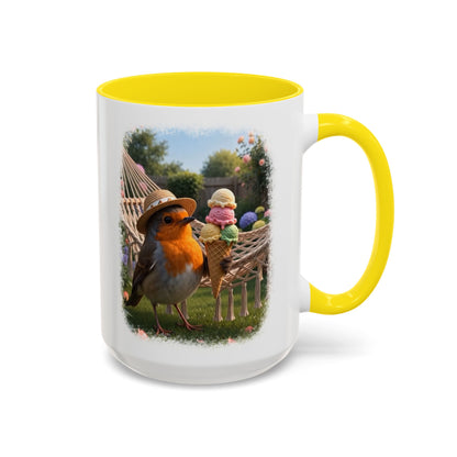 Robin Rosi Ice Cream Garden Premium Mug for Bird Lovers