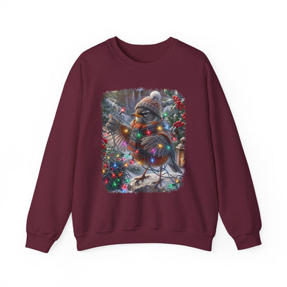 American Robin Christmas Sweatshirt – Tangled Lights Winter Crewneck