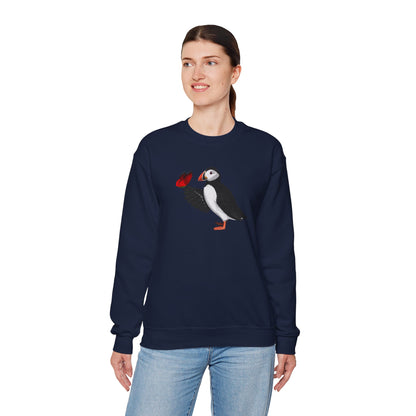 Puffin with Butterfly Bird Birding & Birdwatching Sweatshirt