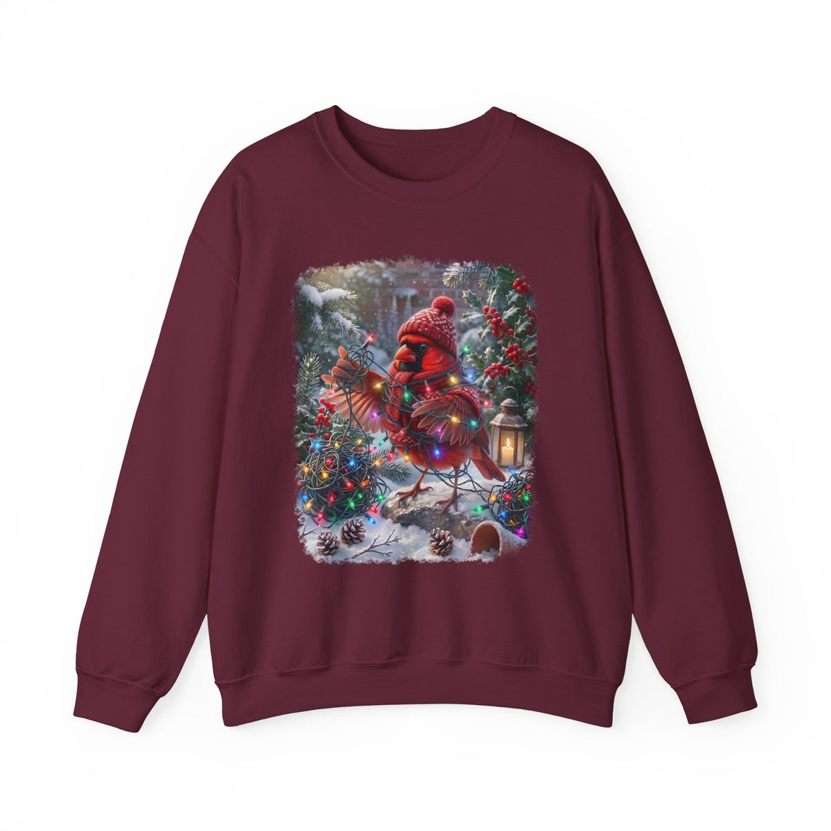 Northern Cardinal Christmas Sweatshirt – Tangled Lights Winter Crewneck
